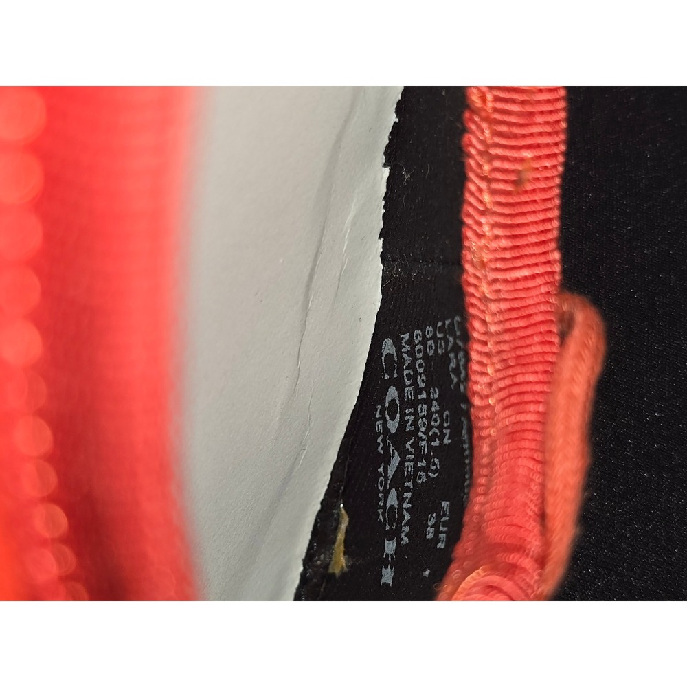 NWB COACH Lara Silk‎ Nappa Ballet Flats Red/Orange Leather Bow Logo Size 8 - Picture 5 of 6